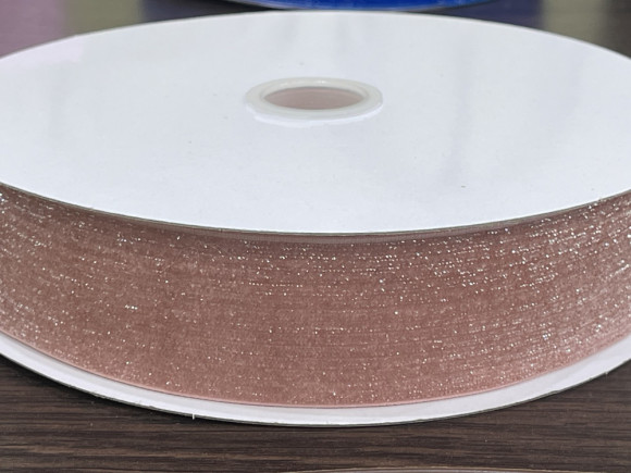 Стрічка оксамитова 4 см. з люрексом 23 м. № 107