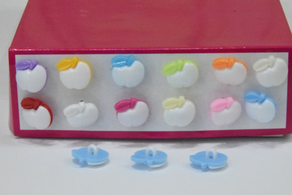 Ґудзик Дитячий на ніжці 14 мм. № MIX Яблуко 12/50