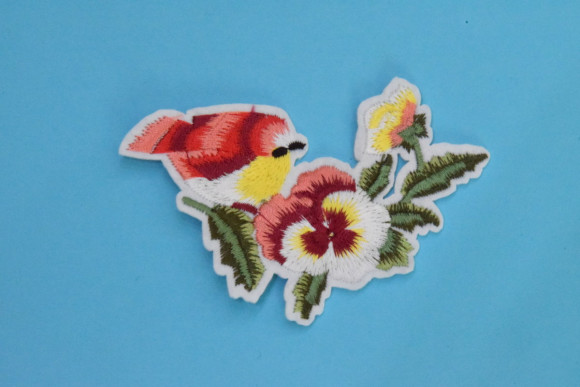 Термо аплікації № Квітка з пташкою