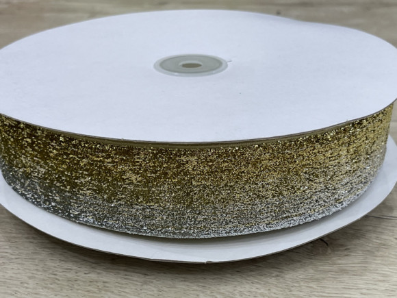 Стрічка оксамитова 4 см. з люрексом 23 м. № S+G/А Веселка