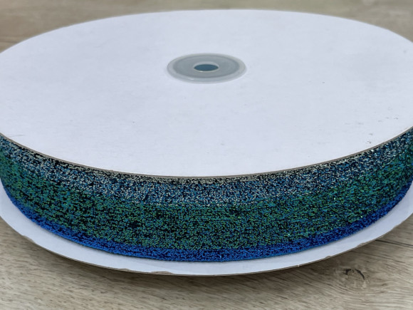 Стрічка оксамитова 4 см. з люрексом 23 м. № 40+54+187/А Веселка