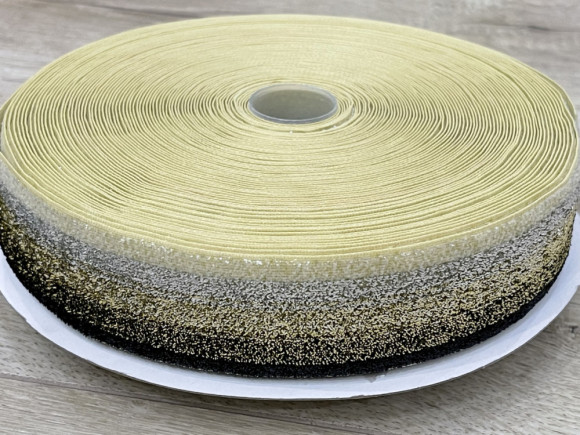 Стрічка оксамитова 4 см. з люрексом 23 м. № 39+G+S+02/А Веселка