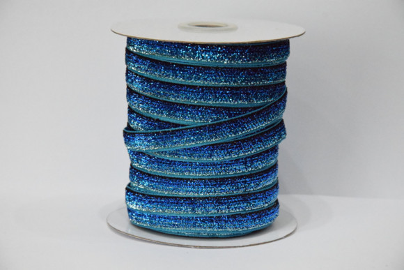 Стрічка оксамитова 1 см. з люрексом 46 м. № 187/40 АВ Райдуга