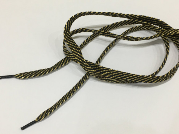 Шнурок поліестер плоский з люрексом 8 мм./130 см. № 39/G ZEBRA