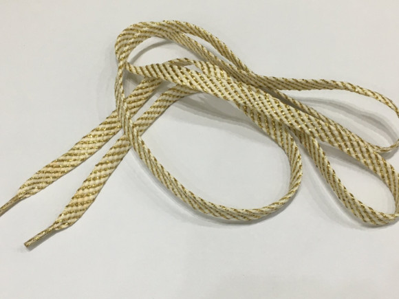 Шнурок поліестер плоский з люрексом 8 мм./130 см. № 02/G ZEBRA