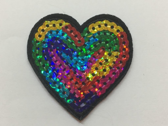 Термо аплікації № 1/109 Серце з паєтками