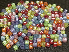 Намиста алфавіт 7 мм. № Квадрат MIX/200