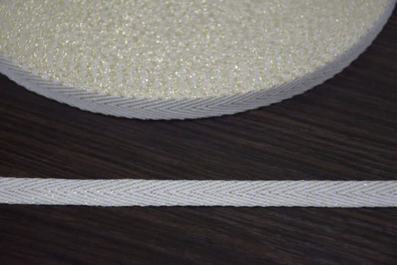 Кіперна стрічка (х.б.) 1 см. з люрексом № 01/G